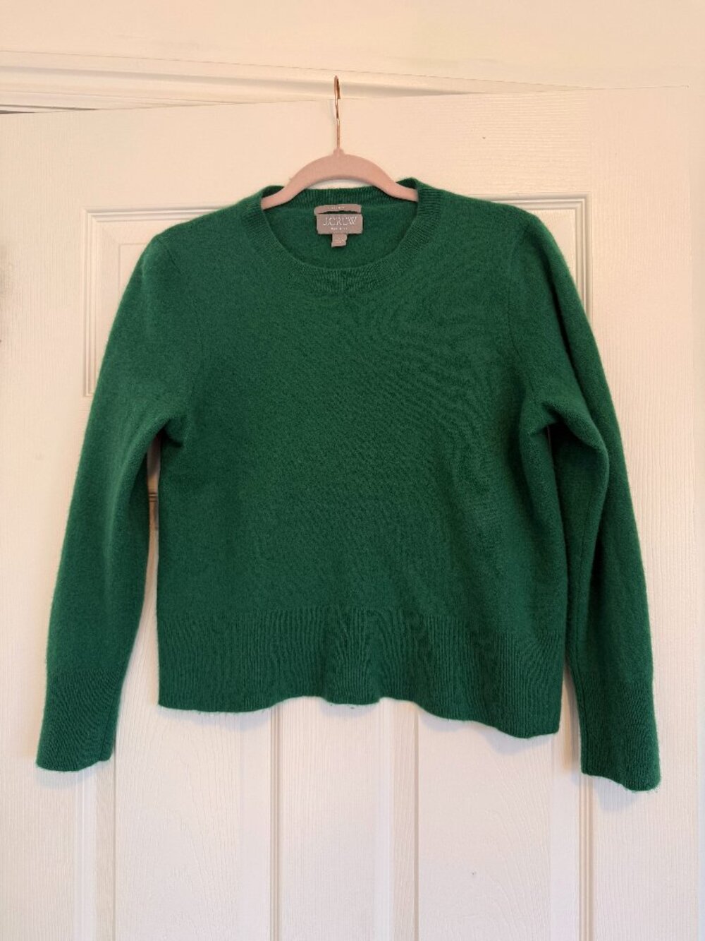 J.Crew Green 100% Cashmere Classic Fit Crew Neck Sweater Size L